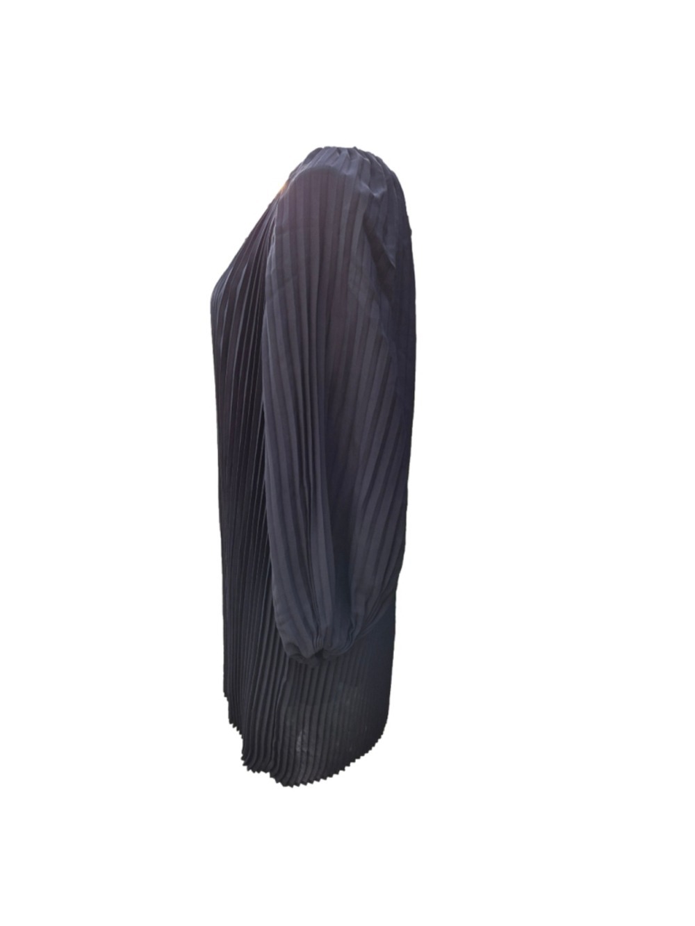 Women's Banana Republic Black Pleated Long Sleeve Dress Med - Picture 2 of 9